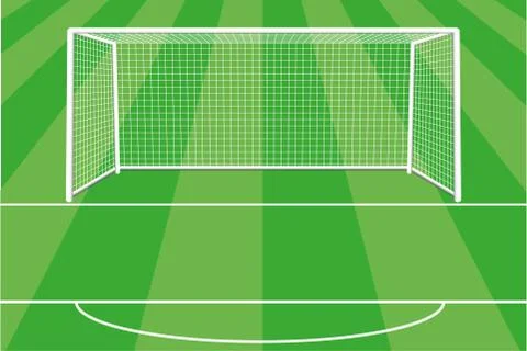 Soccer goal with shadow, net and field marking. Gate for the football field.  Stock Illustration