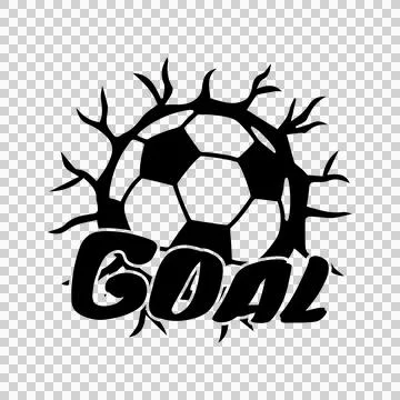 Soccer Goal Text With Ball cracking cracks silhouette black Stock Illustration