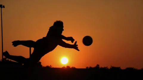 Soccer goalkeeper makes a save, slow motion Stock Footage 34097836
