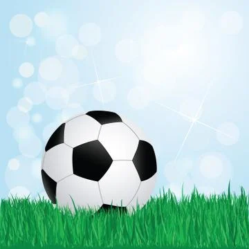 Soccer on grass Stock Illustration