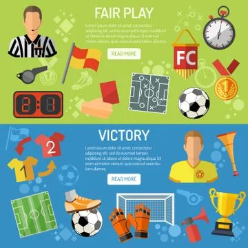 Soccer horizontal Banners Stock Illustration