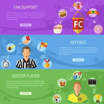Soccer horizontal Banners Stock Illustration