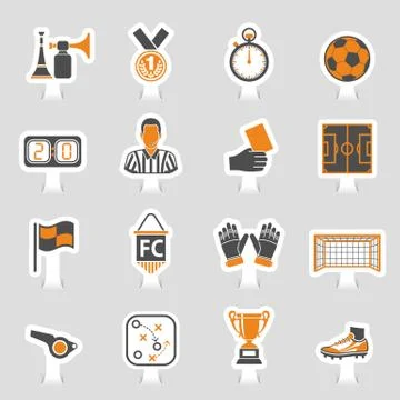 Soccer Icon Sticker Set Stock Illustration