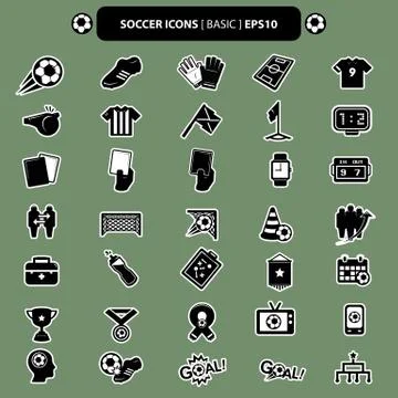 Soccer icons basic Stock Illustration