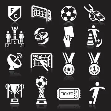 Soccer icons on black background. Vector illustration 스톡 일러스트