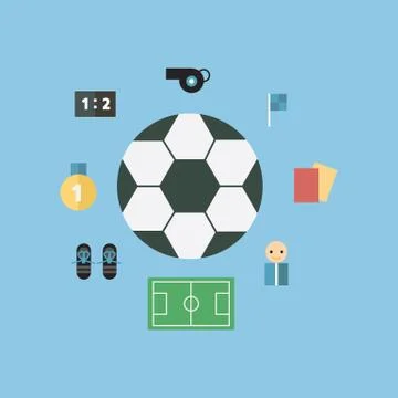 Soccer Icons, flat design, vector Stock Illustration