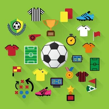 Soccer icons set. Stock Illustration