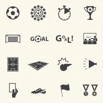 Soccer icons set with texture background. Vector Stock Illustration