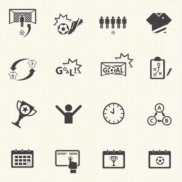Soccer icons set with texture background. Vector Stock Illustration