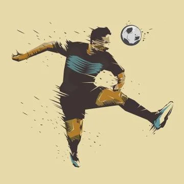 Soccer jumping ink splash Stock Illustration