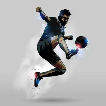 Soccer jumping touch ball  Stock Illustration