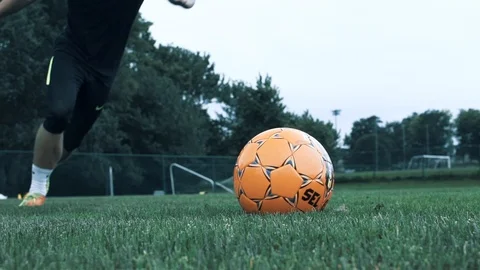 Soccer Kick Up Close Slow Motion Stock Footage 91301815