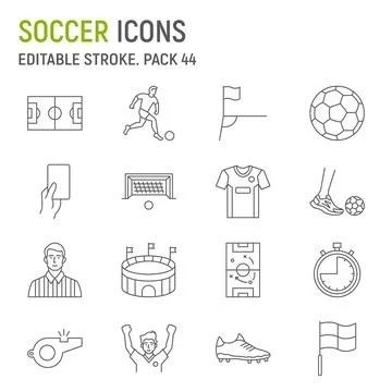 Soccer line icon set Stock Illustration