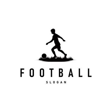 Soccer logo vector black silhouette of sport player simple football templat.. Stock Illustration