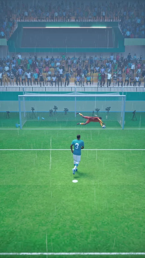 Soccer match captured in Video game format with mobile arena shoot design. Stock Footage 318306702