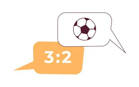 Soccer match discussion speech bubbles 2D cartoon object Ilustração Stock