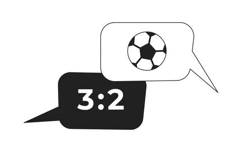 Soccer match discussion speech bubbles black and white 2D cartoon object Ilustração Stock
