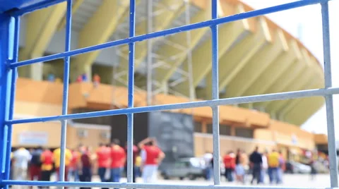 Soccer match entrance queue 4 Stock Footage 49276474