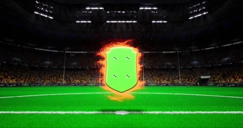 Soccer match or player shield card, stadium background, visual effects Stock Footage 248611760