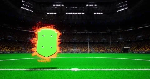 Soccer match or player shield card, stadium background, visual effects Stock Footage 248612374