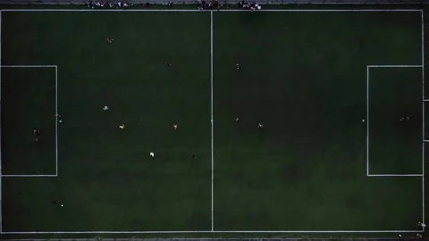Soccer match Top Down View - Drone Rising Stock Footage 249624502