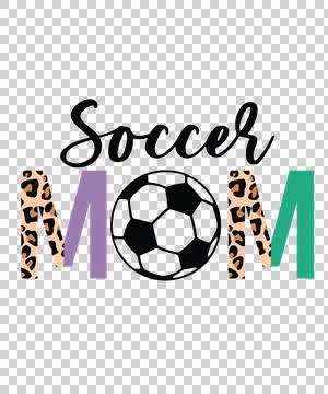 Soccer Mom Leopard Black Print Text ball white Stock Illustration