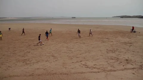 Soccer on Moroccan Beach Stock Footage 52934705