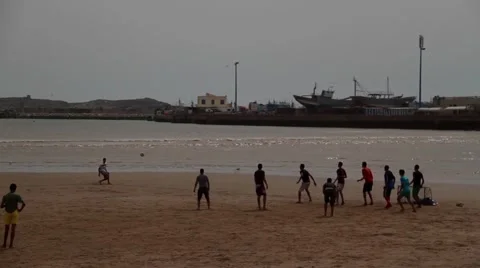 Soccer on Moroccan Beach Video stock 52934720