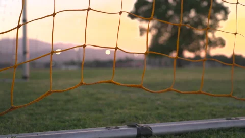 Soccer Net Close up at Sunset Stock Footage 175631398