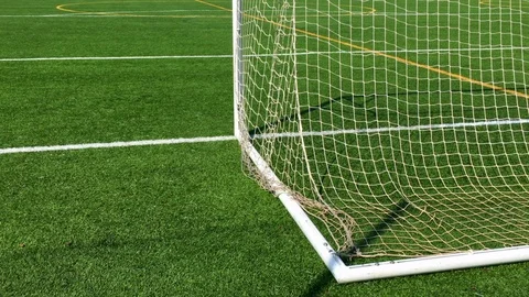 Soccer net gently blowing background with copy space Stock Footage 93398657