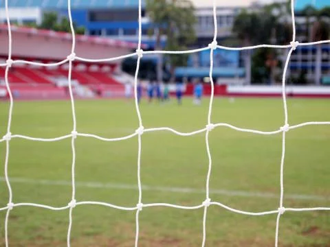 Soccer nets close up Stock Photos