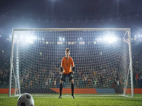 Soccer performs a goal and runs with a ball Stock Footage 84729073