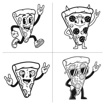 Soccer pizza slice mascot bundle sporty cartoon football illustration set Stock-Illustration