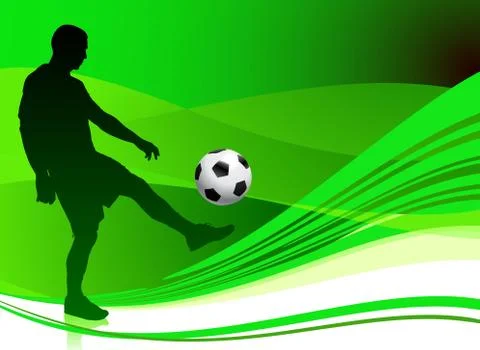 Soccer Player on Abstract Green Background Stock Illustration