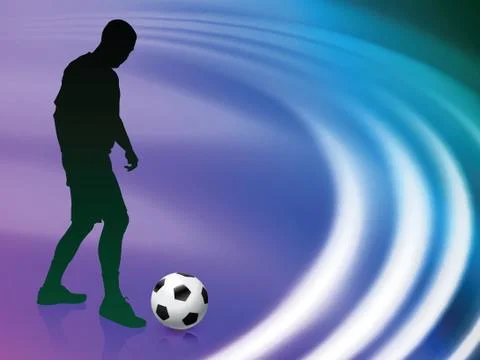 Soccer Player on Abstract Liquid Wave Background Stock Illustration
