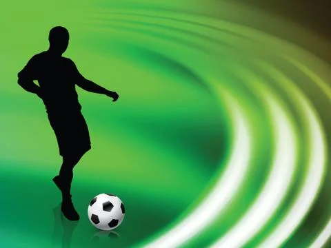 Soccer Player on Abstract Liquid Wave Background Stock Illustration