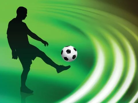 Soccer Player on Abstract Liquid Wave Background Stock Illustration