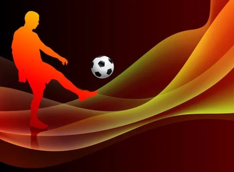 Soccer Player on Abstract Orange Background Illustrazione stock