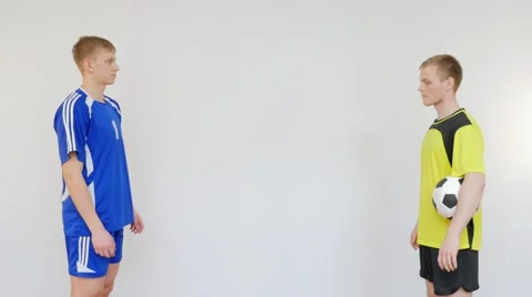 Soccer Player and Referee Greeting Each Other Stock Footage 66418932