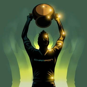 Soccer player and trophy Stock Illustration