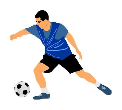 Soccer player with ball in action vector illustration イラスト素材