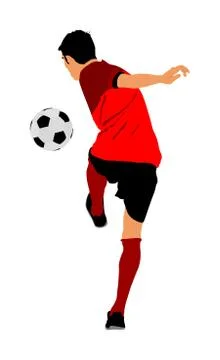 Soccer player with ball in action vector illustration イラスト素材