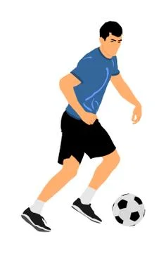 Soccer player with ball in action vector illustration イラスト素材