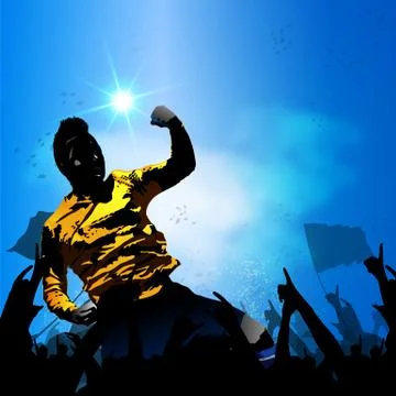 Soccer player celebrating with crowd Stock Illustration