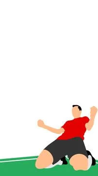 Soccer Player Celebrating Goal Vector Background Vertical. Soccer football .. Stock Illustration
