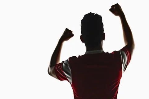 A soccer player cheering Stock Photos