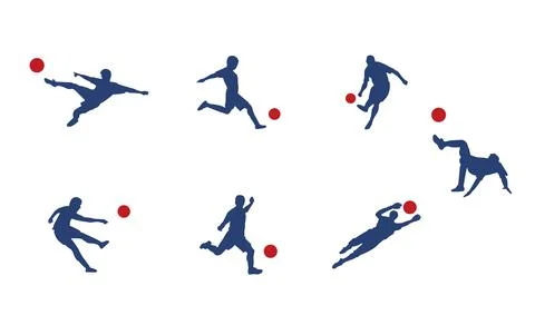 Soccer Player Different Poses Stock Illustration