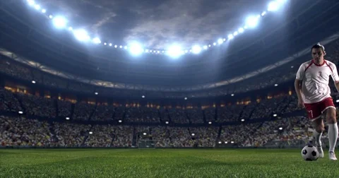 Soccer player in dramatic play during a soccer game Stock Footage