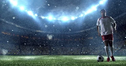 Soccer player in dramatic play during a soccer game Stock Footage