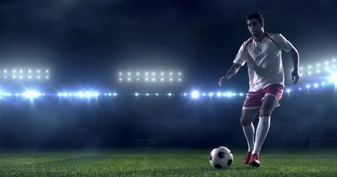 Soccer player in dramatic play during a soccer game Stock Footage 77550745
